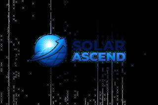Solar Ascend logo featuring a blue planet with sun burst and upward arrow on digital background